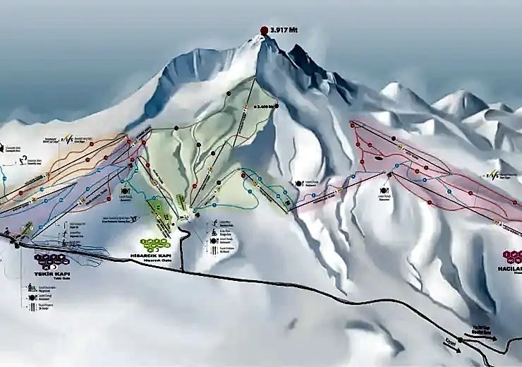 Gəncə Erciyes Dağı açık olan kayak pistleri ve çalışan mekanik tesisler